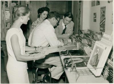 Dave Brubeck signing albums in record store (Baghdad, Iraq)
