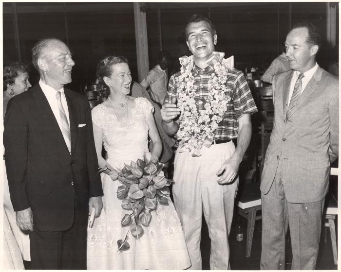 Dave Brubeck, Ambassador and Mrs. Gluck and Mr. Henry Smith (Colombo, Sri Lanka)