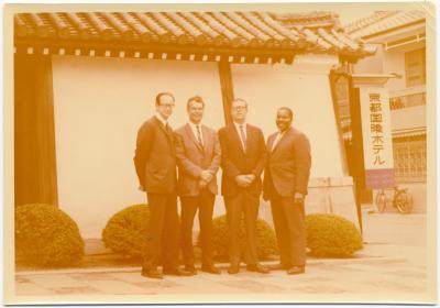 Dave Brubeck Quartet in front of building, bicycle in background #2 (Kyoto, Japan)