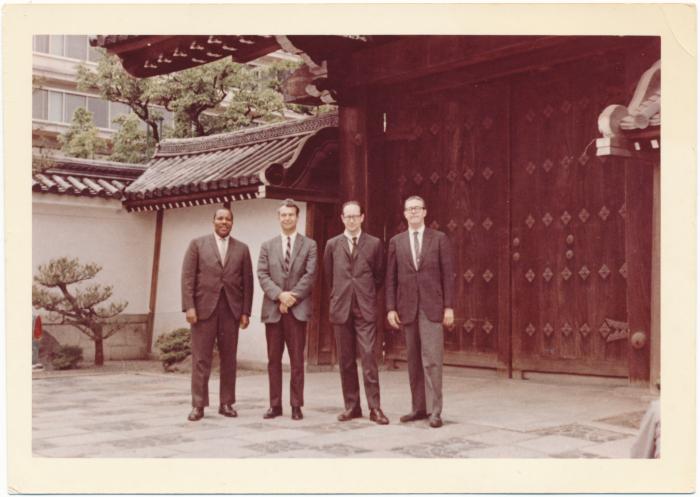 Dave Brubeck Quartet with large wooden doors in background (Kyoto, Japan)