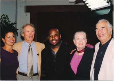 Dina Eastwood and Clint Eastwood, Christian McBride, Iola Brubeck and Dave Brubeck at Eastwood's Mission Ranch (Carmel, California)