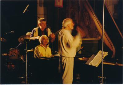 Dave Brubeck, Jack Six, Russell Gloyd at Gates of Justice performance (Princeton University, New Jersey)