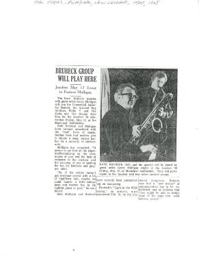 "Brubeck group will play Here," The Times-Picayune (New Orleans, Louisiana)