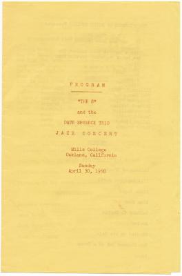 "The 8" & the Dave Brubeck Trio (Mills College, Oakland, California)