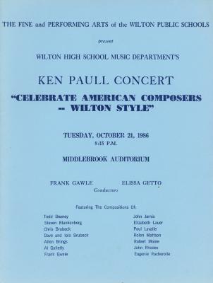 Wilton High School Music Departments Ken Paull Concert, "Celebrate American Composers - Wilton Style" (Middlebrook Auditorium, Wilton, Connecticut)