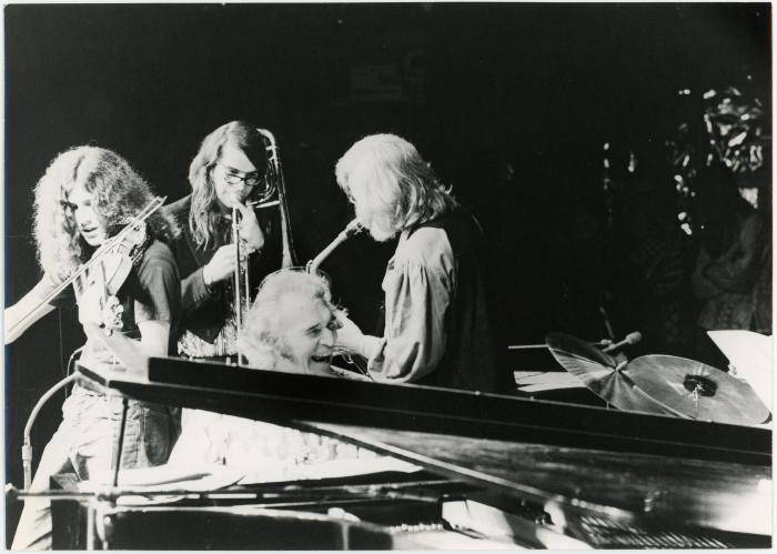 Dave Brubeck, Gerry Mulligan, Chris Brubeck, Steve Dudash in performance