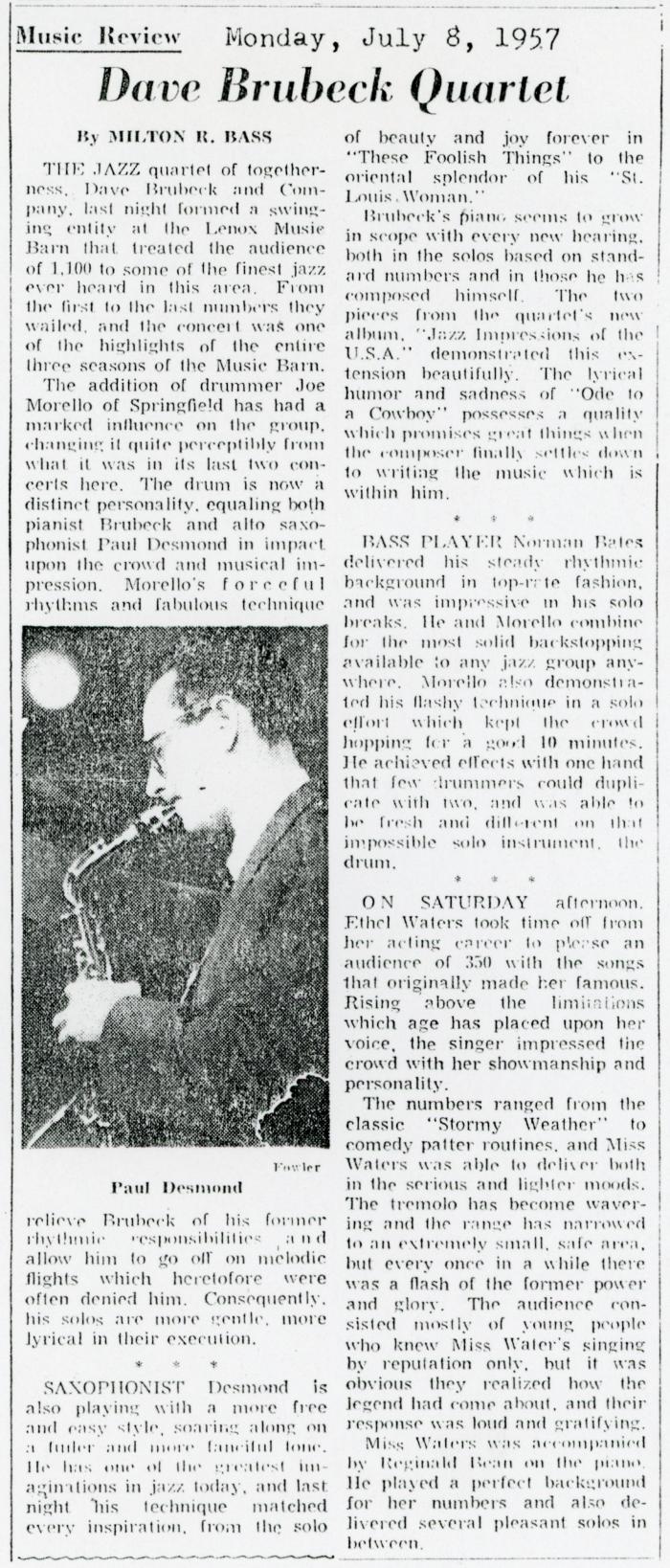 Milton R. Bass, "Dave Brubeck Quartet" (Lenox, Massachusetts)