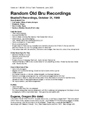 A Sampler of Unreleased Recordings