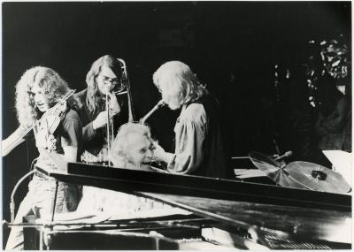 Dave Brubeck, Gerry Mulligan, Chris Brubeck, Steve Dudash in performance