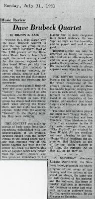 Milton R. Bass, "Dave Brubeck Quartet" (Lenox, Massachusetts)