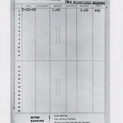 Dave Brubeck and Paul Desmond's joint bank account showing a balance of $1.00 (Los Angeles, California)