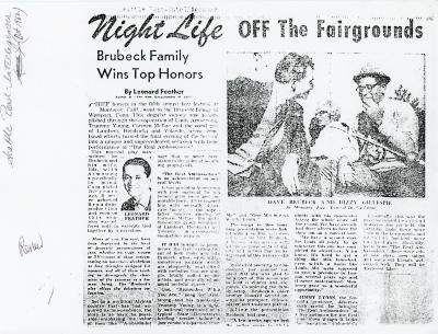 Leonard Feather, "Brubeck family wins top honors," Seattle Post-Intelligencer (Washington)