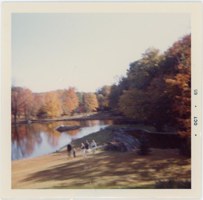 Brubeck family in the distance on shores of a lake