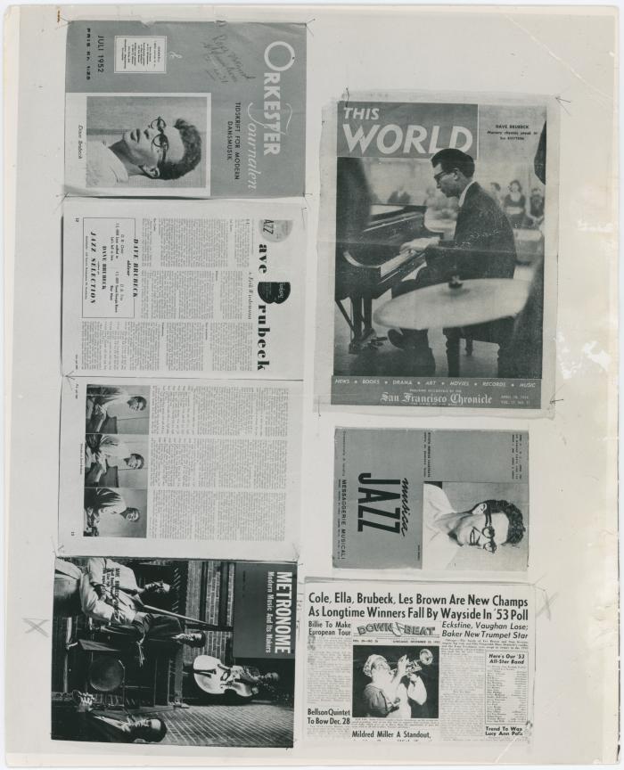 Collage of Dave Brubeck magazine articles