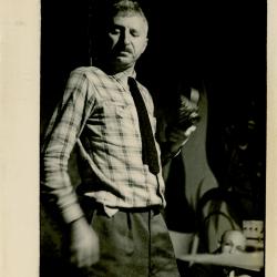 Gjon Mili (with camera) during shooting of project "Stompin for Mili" (New York City, New York)