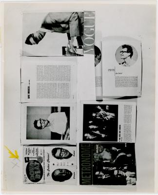 Collage of Dave Brubeck articles published in Downbeat, Metronome, etc.