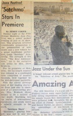 Jerry Coker, "'Satchmo' Stars in Premiere"