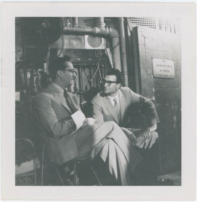 Dave Brubeck backstage with Steve Allen (New York City, New York)