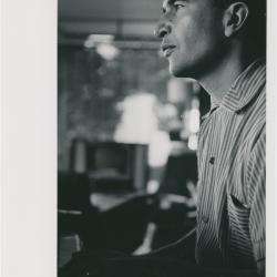 Dave Brubeck at piano in home #2 -- (Oakland, California) (8x10; credit: Bethlehem Pacific)