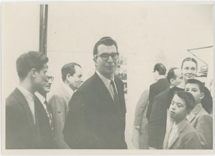 Dave Brubeck, Iola Brubeck, Michael Brubeck, Darius Brubeck, Paul Desmond (background), others not identified (United Kingdom)