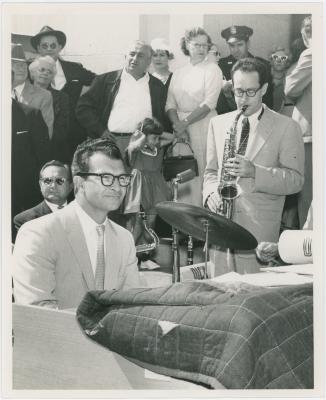 Dave Brubeck, Paul Desmond in performance for assorted dignitaries -- Kick-off for Alameda County United Crusade Fund Drive (California)
