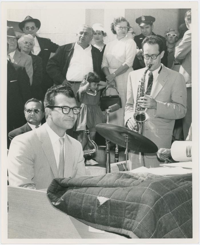 Dave Brubeck, Paul Desmond in performance for assorted dignitaries -- Kick-off for Alameda County United Crusade Fund Drive (California)