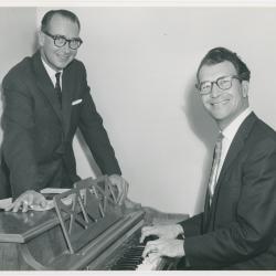 Dave Brubeck at the piano, J. Baverstock, at a reception in his, Buck Clayton and Jimmy Rushing's honor #2 (London, United Kingdom)