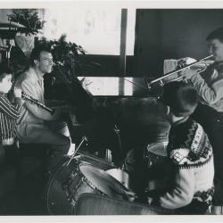 Dave Brubeck playing "music" with sons: Darius Brubeck (trumpet); Michael Brubeck (drums); Chris Brubeck (toy clarinet) #2