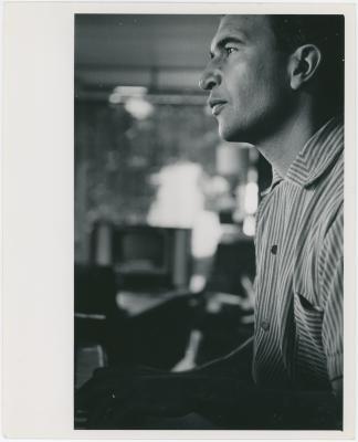 Dave Brubeck at piano in home #2 -- (Oakland, California) (8x10; credit: Bethlehem Pacific)