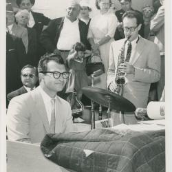 Dave Brubeck, Paul Desmond in performance for assorted dignitaries -- Kick-off for Alameda County United Crusade Fund Drive (California)