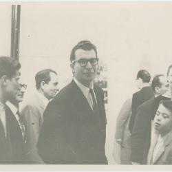 Dave Brubeck, Iola Brubeck, Michael Brubeck, Darius Brubeck, Paul Desmond (background), others not identified (United Kingdom)