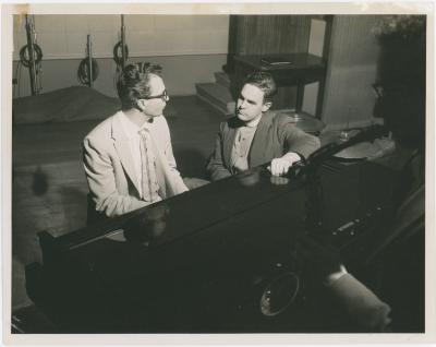 Dave Brubeck at piano, Rev. Randy Hammond on "Look Up and Live" CBS TV (Merv Griffin) (New York City, New York)