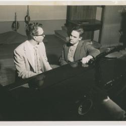 Dave Brubeck at piano, Rev. Randy Hammond on "Look Up and Live" CBS TV (Merv Griffin) (New York City, New York)