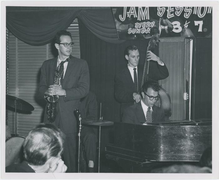 Paul Desmond, Norman Bates, and Dave Brubeck in performance at The Black Hawk (San Francisco, California)
