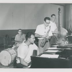Dave Brubeck, Paul Desmond, Norman Bates, Joe Dodge, members of the San Diego Symphony Orchestra in background