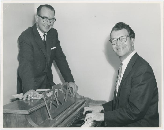 Dave Brubeck at the piano, J. Baverstock, at a reception in his, Buck Clayton and Jimmy Rushing's honor #2 (London, United Kingdom)