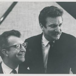 Dave Brubeck, Bill Smith at recording of Smith's "The Riddle" (New York City, New York)