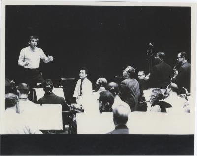 Classic Dave Brubeck Quartet rehearsing Howard Brubeck's "Dialogues …" with Leonard Bernstein and the New York Philharmonic Orchestra #1 (New York City, New York)