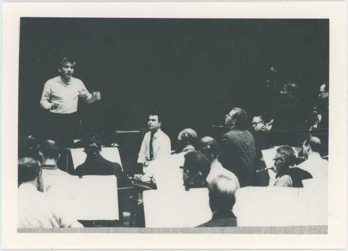 Classic Dave Brubeck Quartet rehearsing Howard Brubeck's "Dialogues …" with Leonard Bernstein and the NY Philharmonic Orchestra #2 (New York City, New York)