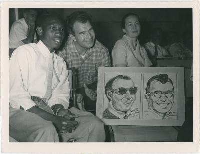 Dave Brubeck, Iola Brubeck with local artist (Jamaica)