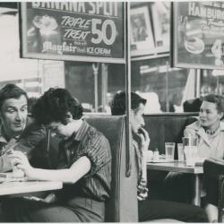 Iola Brubeck, [?] Fuchs, Harold Meeske, and unidentified woman in soda fountain