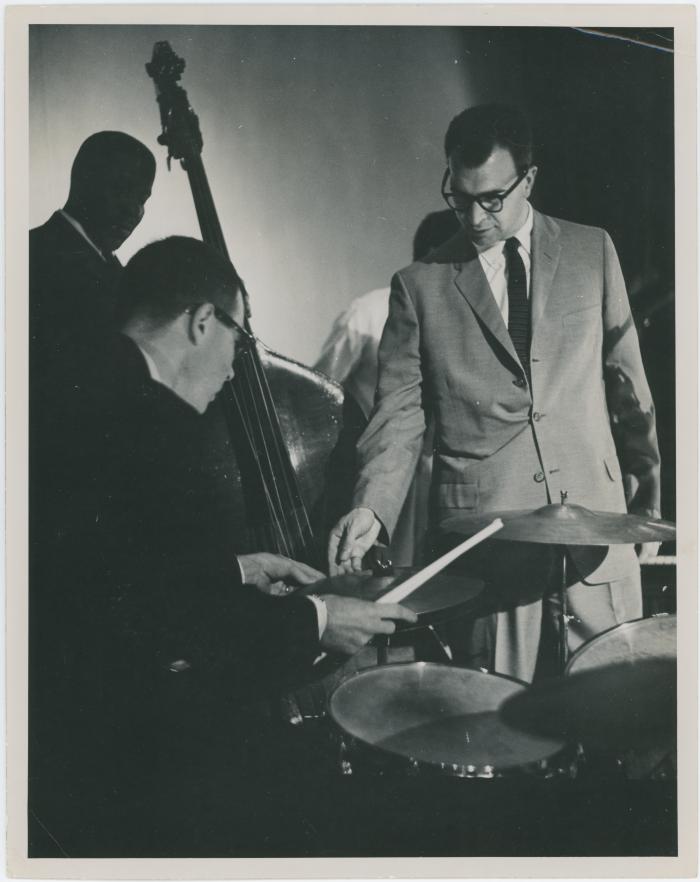 Dave Brubeck, Joe Morello, Eugene Wright in rehearsal