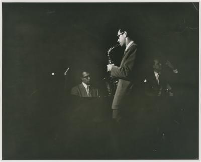 Dave Brubeck, Paul Desmond, and Bob Bates in performance