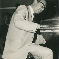 Dave Brubeck, Joe Morello in rehearsal on theatre set