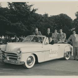 Dave Brubeck and five unidentified judges of Cable Car Bell Ringer's Contest (San Francisco, California)