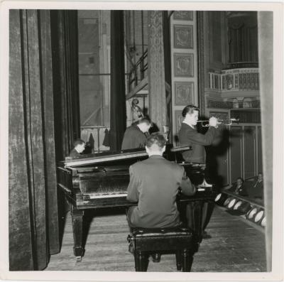 Chet Baker and Shelly Manne in performance (Los Angeles, California?)