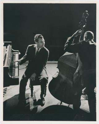 Dave Brubeck, unidentified Black bass player in performance