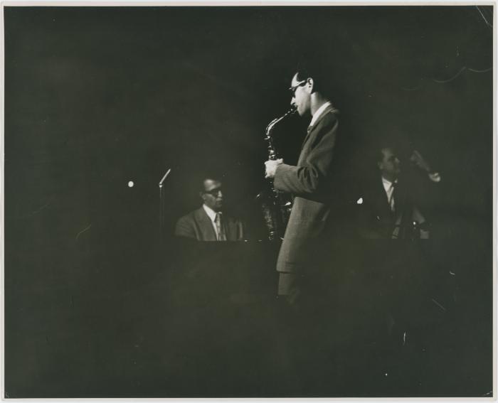 Dave Brubeck, Paul Desmond, and Bob Bates in performance