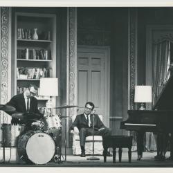 Dave Brubeck, Joe Morello in rehearsal on theatre set