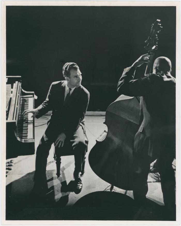 Dave Brubeck, unidentified Black bass player in performance